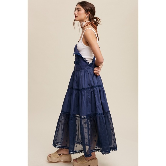 Listicle Ink Navy Lace Pieced Jacquard Strap Skirtall - Picture 6 of 11